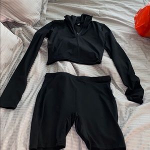 biker shorts and long sleeve matching set